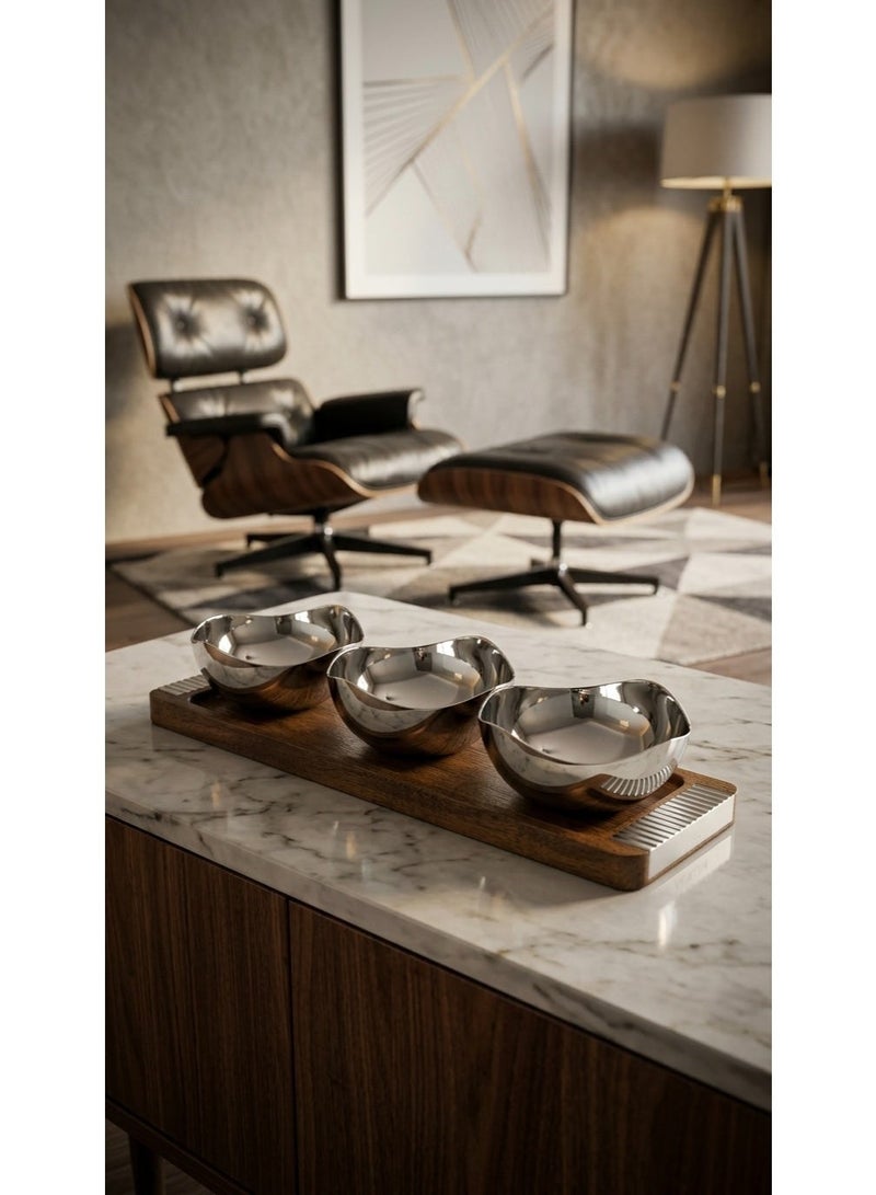 Luxury 4-Piece Serving Set, Serving Tray with 3 Bowls for Nuts and Sweets, Elegant Modern Design - Image 1