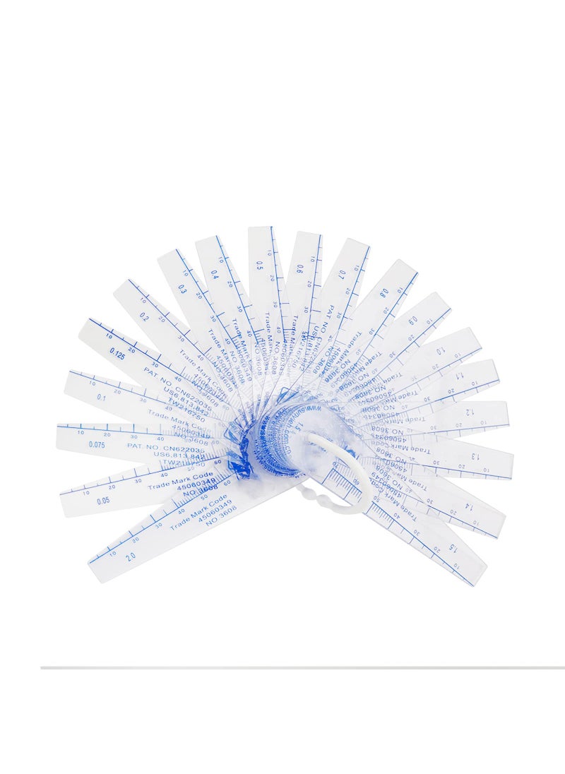 Rannb Rannb Plastic Feeler Gauge 0.05mm to 2mm Metric Gap Measuring Tool 19 Leaf  - Image 1