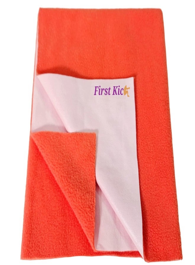 First Kick Instadry Anti-Piling Fleece Extra Absorbent Quick Dry Sheet for Baby, Baby Bed Protector, Waterproof Baby Sheet, Large Size 140x100cm, Pack of 1, Orange - Image 1