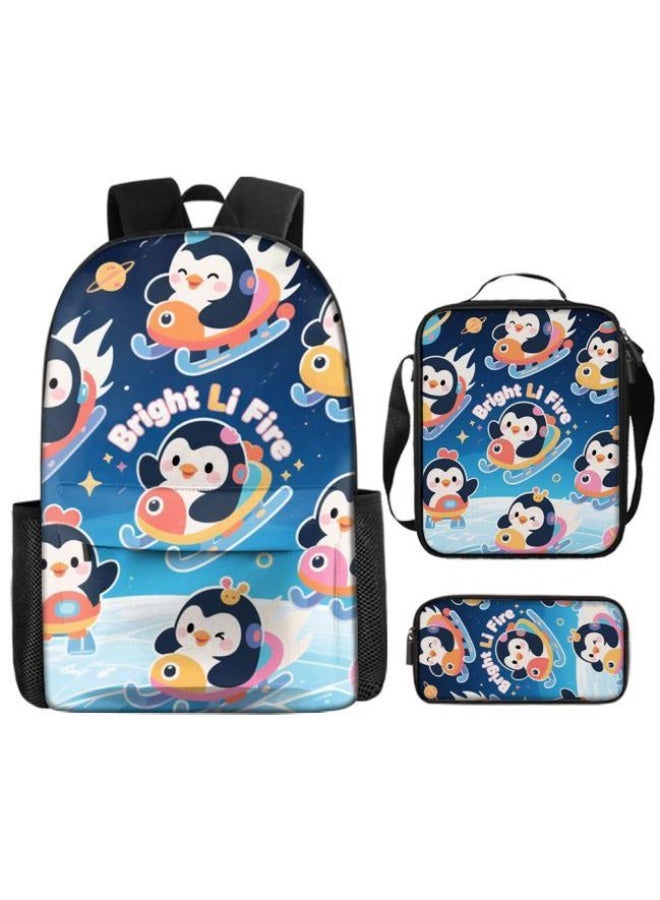 واضح من النار حقيبة كرتونية من ثلاث قطع، يسهل التعامل معها في مناسبات مختلفة (متوفرة للطلاب والأطفال والأصدقاء في النزهايات وتسلق الجبال والتعليم المدرسي وما إلى ذلك) | الكتفين + حقائب اليد + حقائب القرطاسية | موسم العودة إلى المدرسة / هدايا المهرجان - 74 - Image 2