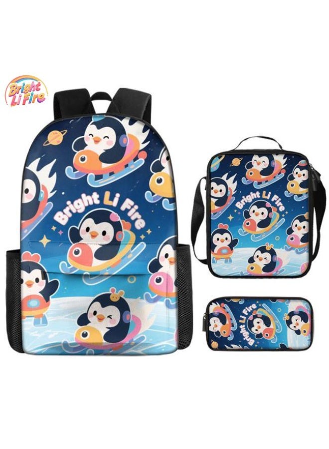 واضح من النار حقيبة كرتونية من ثلاث قطع، يسهل التعامل معها في مناسبات مختلفة (متوفرة للطلاب والأطفال والأصدقاء في النزهايات وتسلق الجبال والتعليم المدرسي وما إلى ذلك) | الكتفين + حقائب اليد + حقائب القرطاسية | موسم العودة إلى المدرسة / هدايا المهرجان - 74 - Image 1