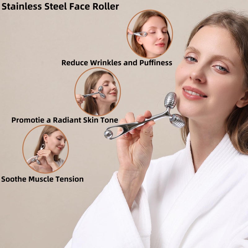 pfefe Facial Roller for Face and Eyes - Unbreakable Face Massager Tool for Beauty Routines, Esthetician Supplies Cold Roller for Puffiness, Wrinkles, Dark Circles - Image 3