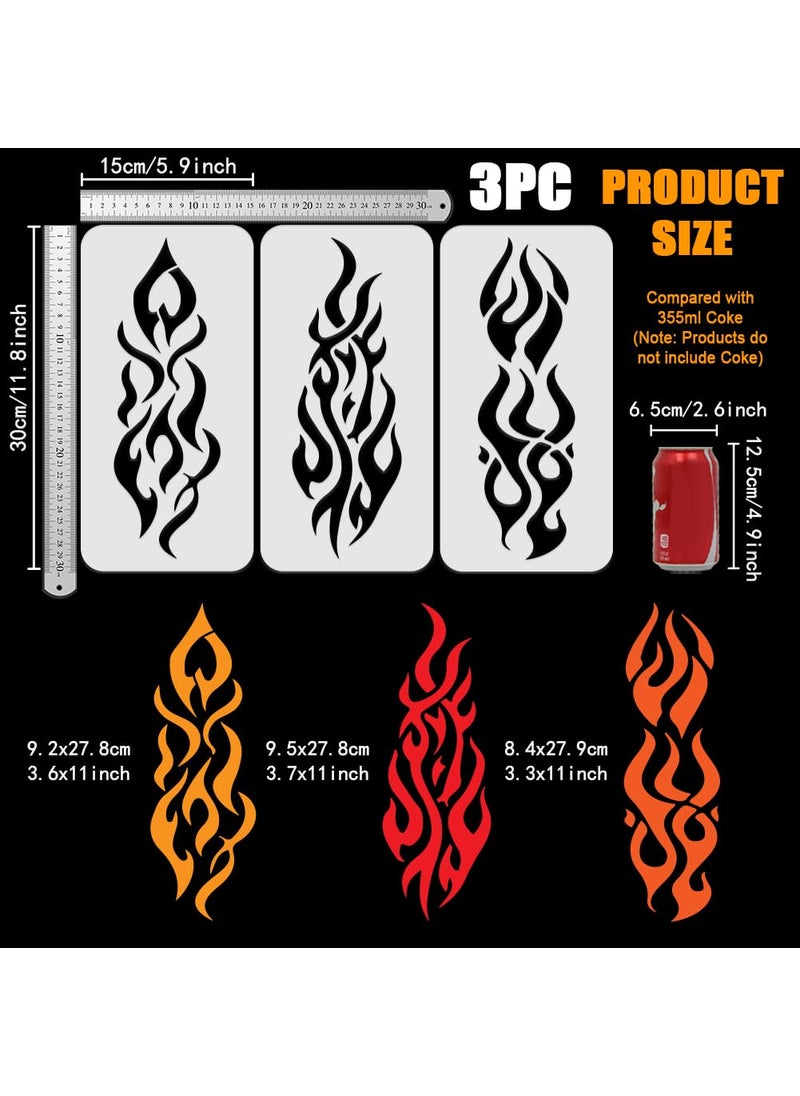 FINGERINSPIRE - FINGERINSPIRE 3 PCS Fire Flames Painting Stencils 5.9x11.8inch Decorative Flames Pattern Drawing Templates Plastic PET Stencils for Painting Hollowed Daily Theme for DIY Crafts - Image 1