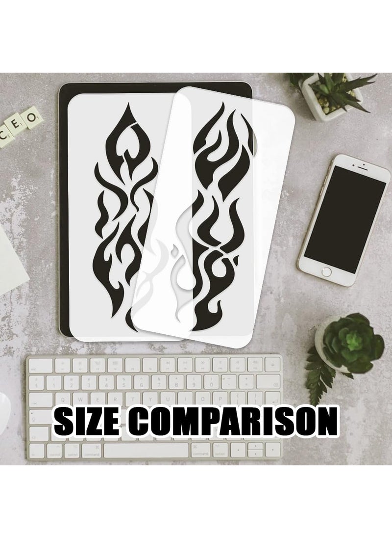 FINGERINSPIRE - FINGERINSPIRE 3 PCS Fire Flames Painting Stencils 5.9x11.8inch Decorative Flames Pattern Drawing Templates Plastic PET Stencils for Painting Hollowed Daily Theme for DIY Crafts - Image 1