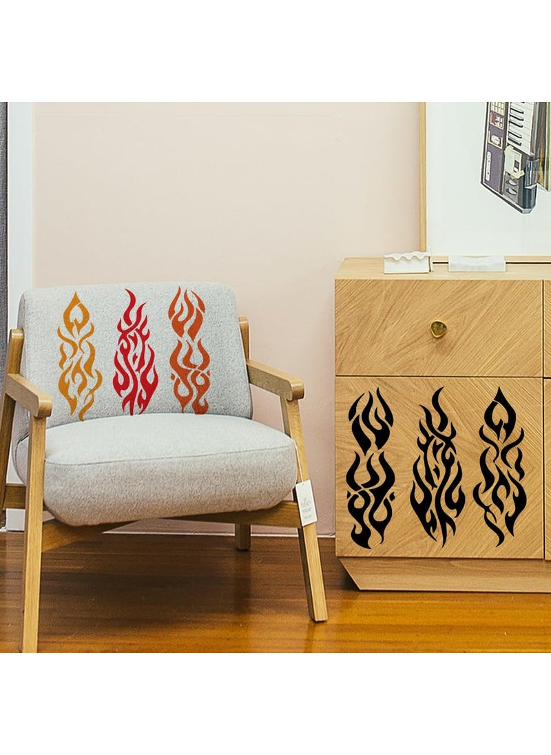 FINGERINSPIRE - FINGERINSPIRE 3 PCS Fire Flames Painting Stencils 5.9x11.8inch Decorative Flames Pattern Drawing Templates Plastic PET Stencils for Painting Hollowed Daily Theme for DIY Crafts - Image 1