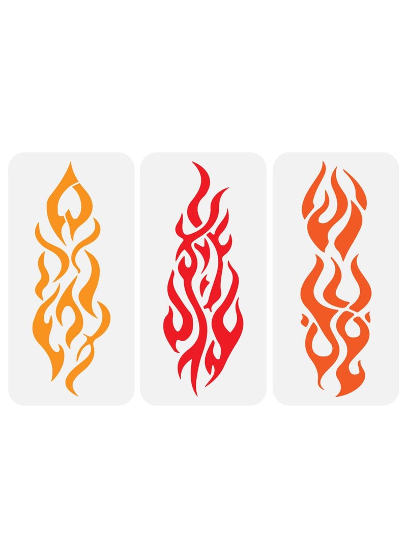 FINGERINSPIRE - FINGERINSPIRE 3 PCS Fire Flames Painting Stencils 5.9x11.8inch Decorative Flames Pattern Drawing Templates Plastic PET Stencils for Painting Hollowed Daily Theme for DIY Crafts - Image 1