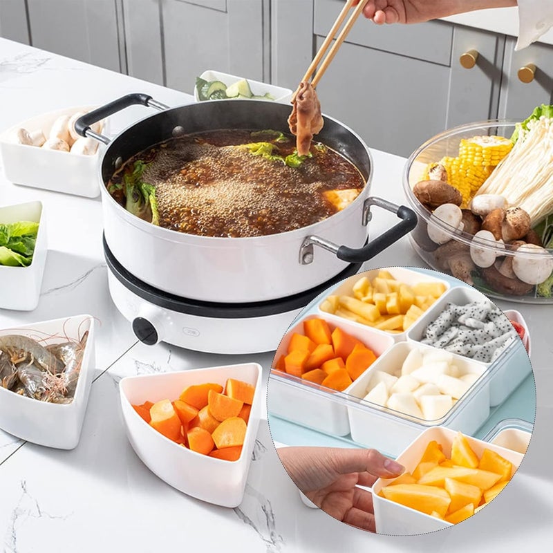 comfrt Divided Serving Dishes with Lid, Serving Tray with Lid, Round Divided Plates Storage Box, Sectional Serving Tray Removable Party Snacks Tray for Candies, Nuts, Veggies, Fruits and Appetizer (Type B) - Image 3