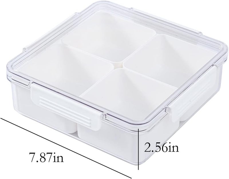 comfrt Divided Serving Dishes with Lid, Serving Tray with Lid, Round Divided Plates Storage Box, Sectional Serving Tray Removable Party Snacks Tray for Candies, Nuts, Veggies, Fruits and Appetizer (Type B) - Image 5