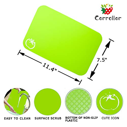 Carrollar Small Flexible Plastic Cutting Board Mats, Cutting Boards Mats With Food Icons, Gripped Back and Dishwasher Safe, Set of 4 (7.5x11.4inch) - Image 2