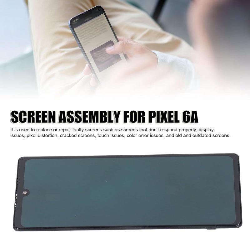 شاشة LCD لـ Pixel 6A OLED شاشة عرض رقمية تعمل باللمس مجموعة رقمية تدعم بصمة الإصبع، مع أدوات إصلاح - Image 2