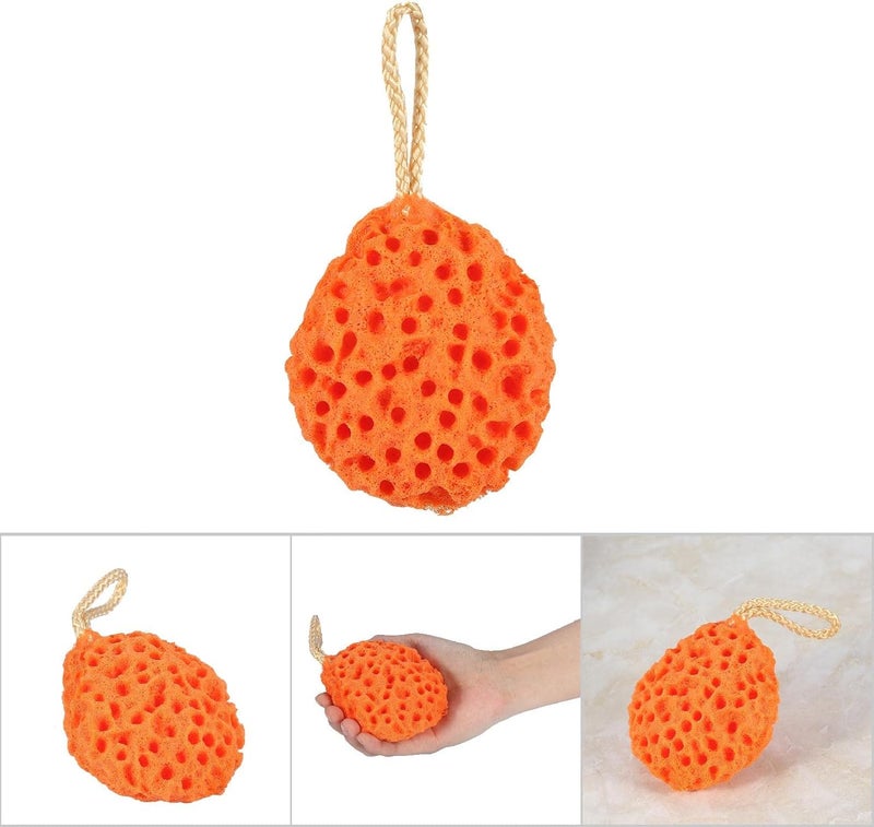 BORDSTRACT Shower Sponge 33 x 28in Soft Adult Bath Foam Loofah Sponge Body Shower Spa Exfoliator Cleaning Bath Ball Body ScrubberOrange - Image 4