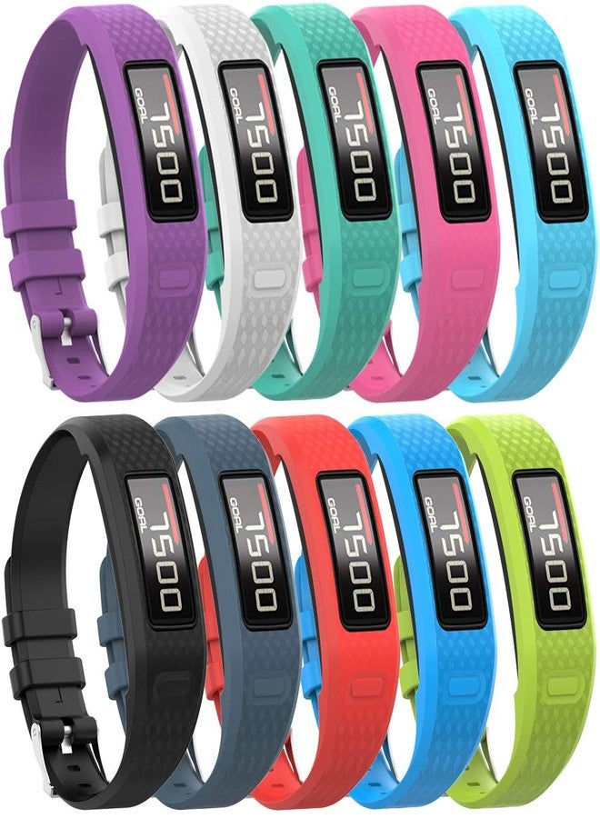 QGHXO Band for Garmin Vivofit 1 / Vivofit2, Soft Silicone Replacement Watch Band Strap for Garmin Vivofit 1 / Vivofit 2 Activity Tracker, Small, Large, Ten Colors (10PCS Bands, Small) - Image 1