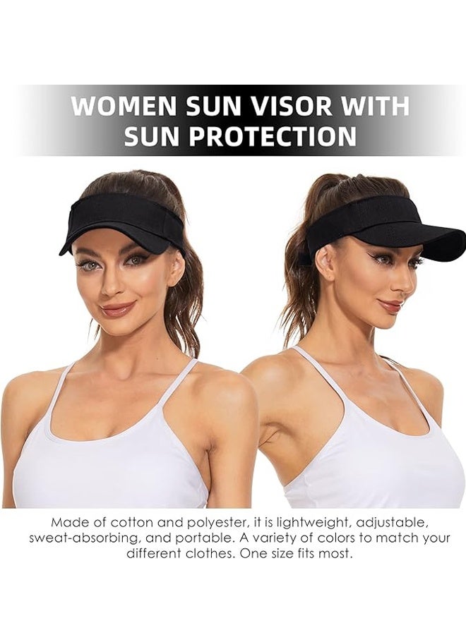 Sport Wear Athletic Visor Sun Sports Visor Hat Visor Adjustable Cap for Women and Men (Black) - Image 3
