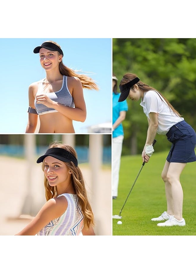 Sport Wear Athletic Visor Sun Sports Visor Hat Visor Adjustable Cap for Women and Men (Black) - Image 5