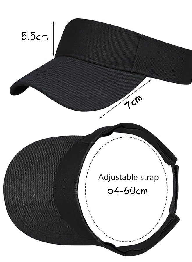Sport Wear Athletic Visor Sun Sports Visor Hat Visor Adjustable Cap for Women and Men (Black) - Image 2