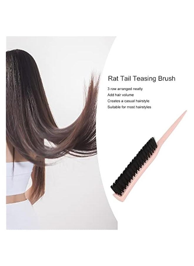 Slick Back Hair Brush, Hair Brush, 3 Row Nylon Add Hair Teasing Brush Use for Detangling, Smoothing, w ave Styles, Soft on Scalp, Restore Shine and Texture(pink)