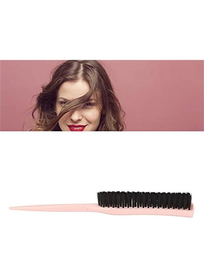 Slick Back Hair Brush, Hair Brush, 3 Row Nylon Add Hair Teasing Brush Use for Detangling, Smoothing, w ave Styles, Soft on Scalp, Restore Shine and Texture(pink)