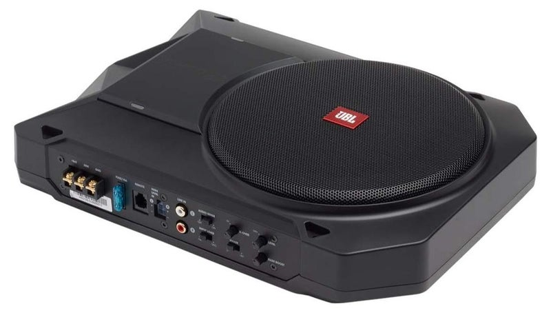 JBL Basspro SL 2 (8") Compact Powerful Active Stereo Subwoofer System for Car Radios, Fits Under the Front Seat - Black
