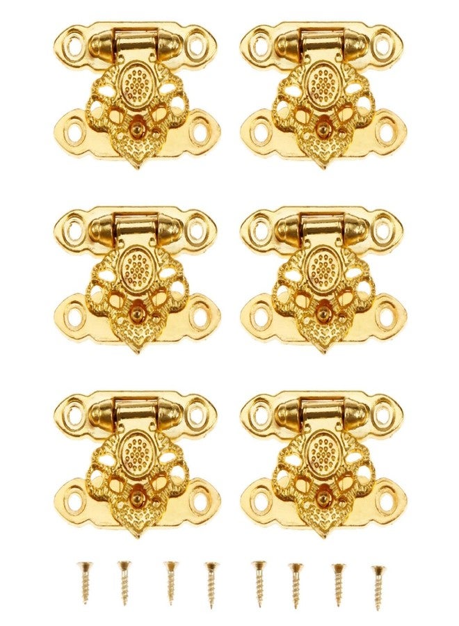 Yetaha 6 Pcs Box Buckle Latch Clasps with Screws Cabinet Hasp for Jewelry Wooden Box Case Decorative Hasp Latch Buckle, Gold, 35 x 25mm - Image 1