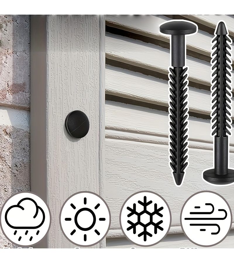 6 Pcs Window Panel Lok Pins Plastic Head Anchors Shutter Screws Spline Drive For Exterior Use - Image 3