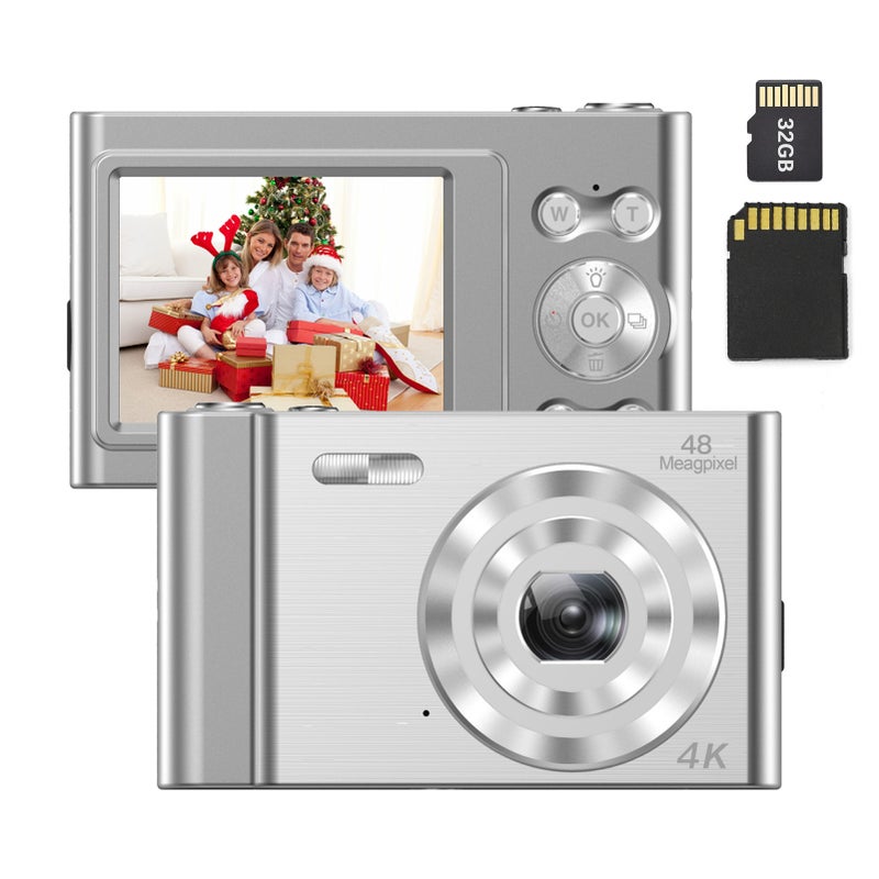 4K Digital Camera Video Camcorder 48MP 2.4 Inch IPS Screen Auto Focus 16X Digital Zoom Anti-shake Face Detect Smile Capture Built-in Flash& Battery with 32GB Memory Card Christmas Gift for - Image 1