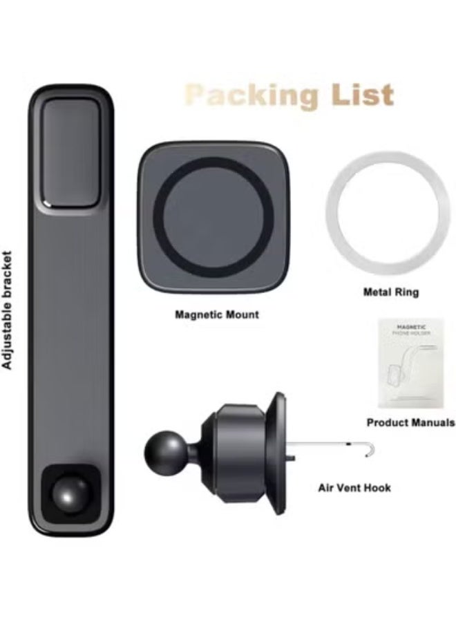 تايجر Wireless Car Charger 15W Fast Charging Phone Mount – Strong Magnetic Holder with 20 N52 Magnets, Adjustable 360° Bending Stand, Secure Air Vent & Dashboard Mount for iPhone & Android Smartphones - Image 2