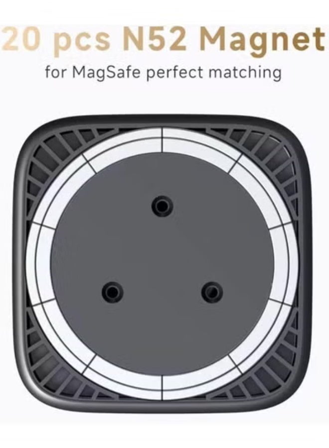 تايجر Wireless Car Charger 15W Fast Charging Phone Mount – Strong Magnetic Holder with 20 N52 Magnets, Adjustable 360° Bending Stand, Secure Air Vent & Dashboard Mount for iPhone & Android Smartphones - Image 4