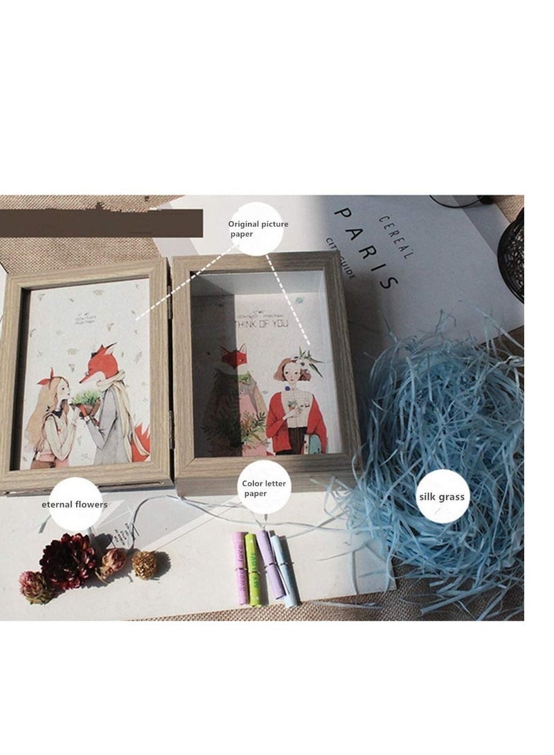 Shadow Box Frame Display Case, Folding Picture Frame Display Dried Flower Case Set 3D Showcase Keepsake Art Home Decor 4x6 inch Vertical Photo Pictures Double Photo Great for Collages, Mementos - Image 5