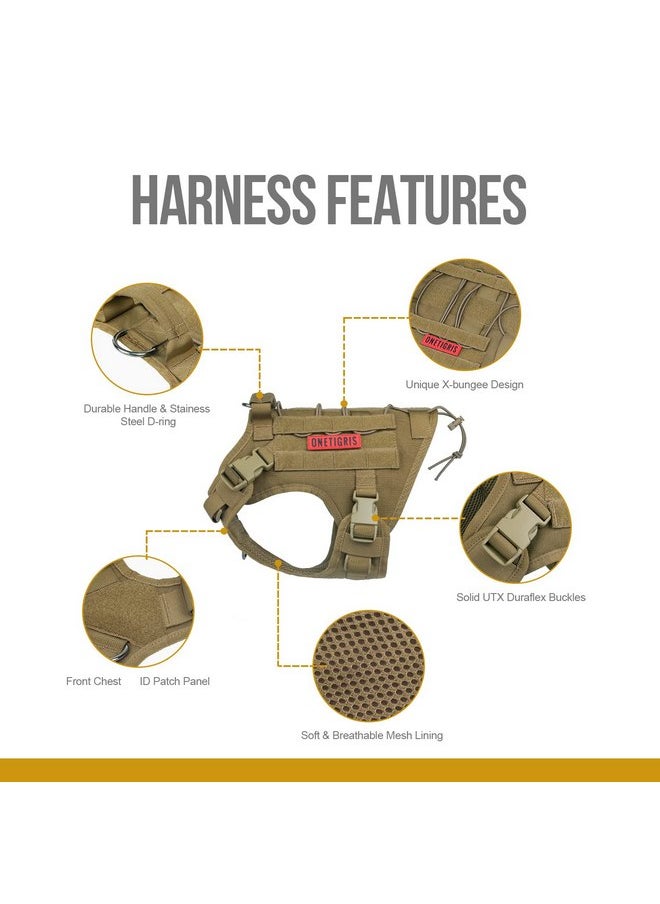 OneTigris - OneTigris Tactical Dog Harness Vest,No-Pull Service Dog Vest with Hook & Loop Panels,Adjustable Dog Vest Harness for Walking Hiking Training(Coyote Brown,XS) - Image 1