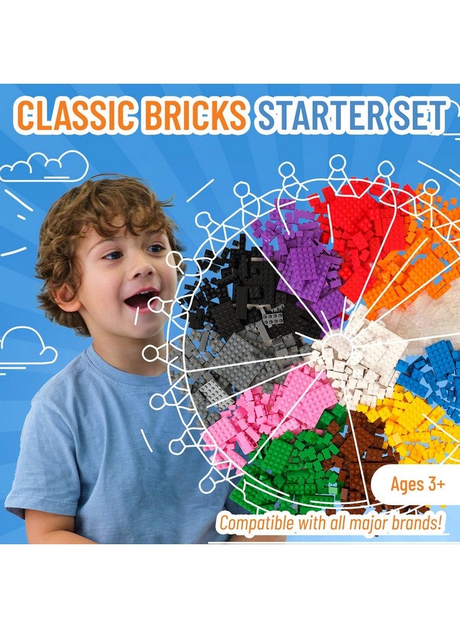 Strictly Briks قطع بناء متوافقة مع ليغو من ستريكتلي بريكس، 12 لون زاهي، 1008 قطعة، مجموعة بداية لبناء الطوب الكلاسيكي للأطفال، متوافقة 100% مع جميع العلامات التجارية الرئيسية للطوب - Image 2