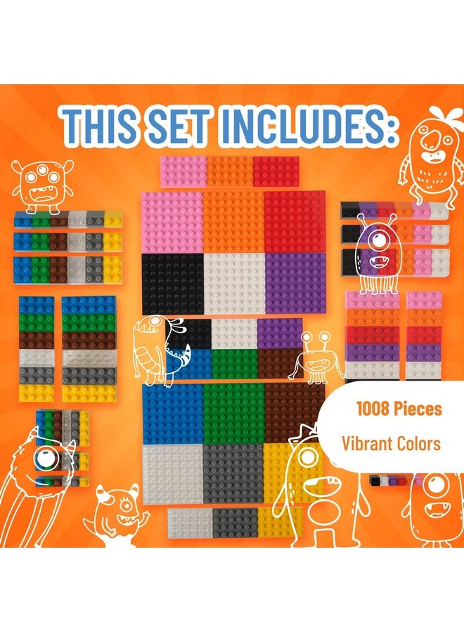Strictly Briks قطع بناء متوافقة مع ليغو من ستريكتلي بريكس، 12 لون زاهي، 1008 قطعة، مجموعة بداية لبناء الطوب الكلاسيكي للأطفال، متوافقة 100% مع جميع العلامات التجارية الرئيسية للطوب - Image 3