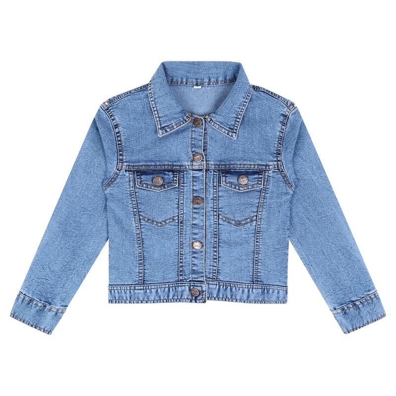 superminis Unisex Full Sleeves Straight Length Denim Jacket with Front Pockets (4-5 Years, Sky Blue) - Image 5