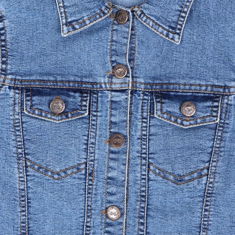 superminis Unisex Full Sleeves Straight Length Denim Jacket with Front Pockets (4-5 Years, Sky Blue) - Image 3