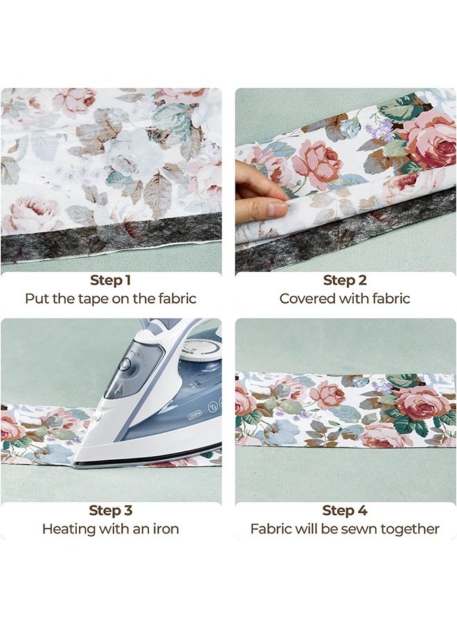 HS - 2 Rolls Iron-On Fabric Tape Heavy Duty Fusible Adhesive Hemming Strip To Repair Curtains, Clothes, Pants, Pillow Case, Uniform, No Sewing - Image 1