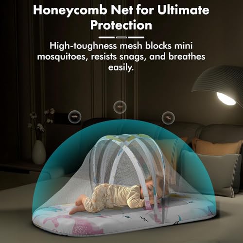 StarAndDaisy 2-in-1 Baby Sleeping Bag with Mosquito Net for Newborn/Soft & Breathable Cotton Sleeping Sack Cum Wrapper/Foldable Bag for Baby Protection/Infant (0-12 Months)-Ocean Print - Image 3