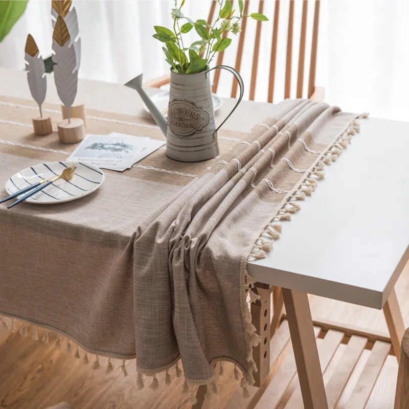 Y&D 100x160cm Cotton Linen Blend Tablecloth for Home – Modern Simple Waterproof Table Cover Resistant to Oil Stains, Ideal as Table Runners or Full Table Coverage - Image 2