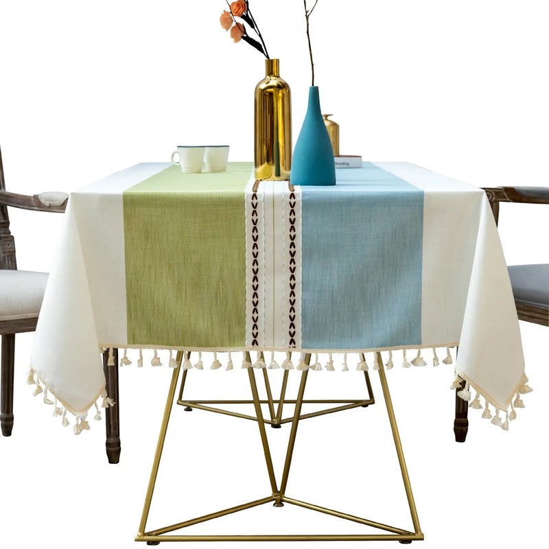 Y&D 100x160cm Cotton Linen Blend Tablecloth for Home – Modern Simple Waterproof Table Cover Resistant to Oil Stains, Ideal as Table Runners or Full Table Coverage - Image 1