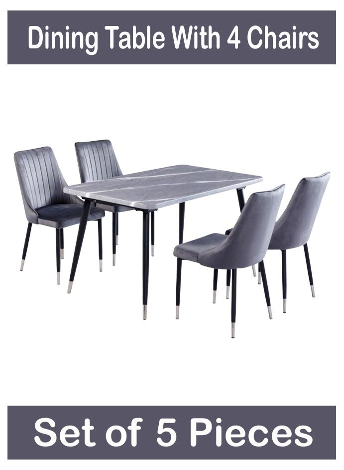 طقم من 5 قطع، طاولة طعام مع 4 كراسي 130*80 سم - Image 1