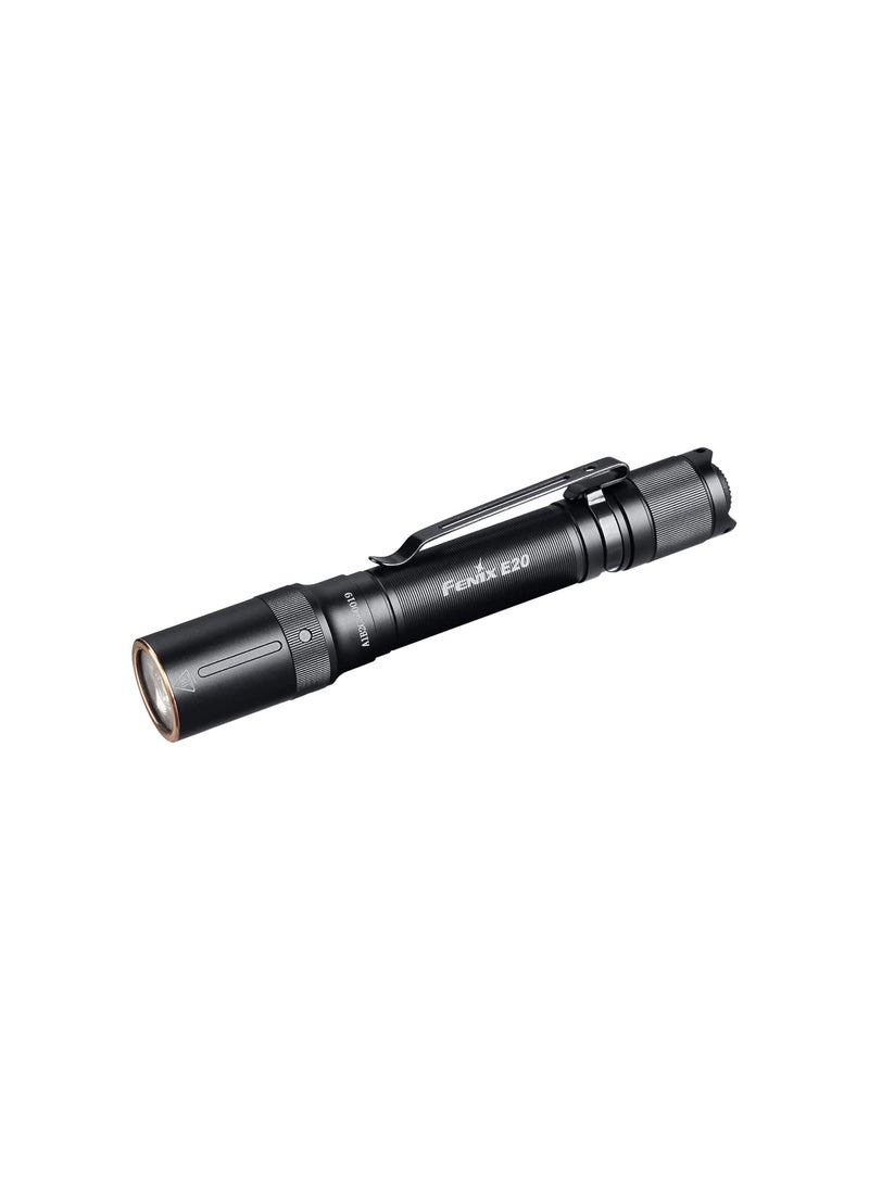 fenix Fenix by LightMen A6061T6 Aluminum E20 V2 AA Battery Operated 350 Lumens Rechargeable LED Torch Light Black  - Image 1