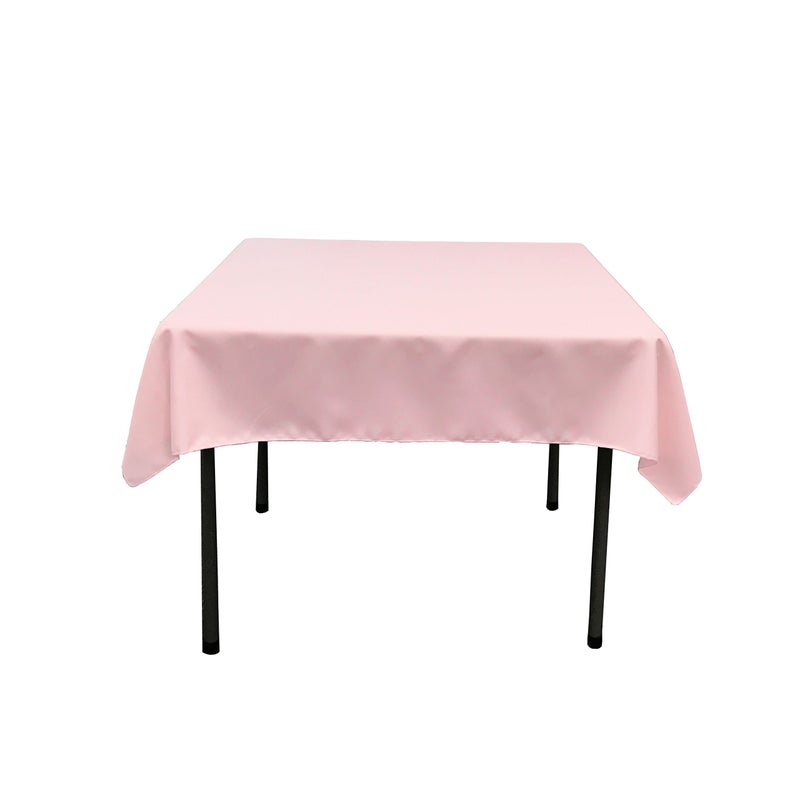 LA Linen Polyester Poplin Washable Square Tablecloth Stain and Wrinkle Resistant Square Table Cover 52x52 Fabric Table Cloth Square for Dining Kitchen Party Holiday 52 by 52Inch Pink Light