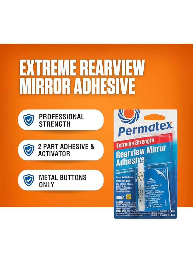 Permatex 81840 Extreme Rearview Mirror Professional Strength Adhesive Kit, White  - Image 3