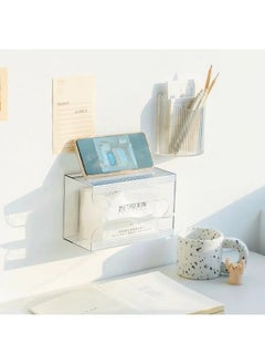 ShebSheb Wall Mounted Tissue Box Holder,Clear Paper Organizer Dispenser,Large Tissue Storage Box for Kitchen,Bathroom,Home, Office  - Image 2