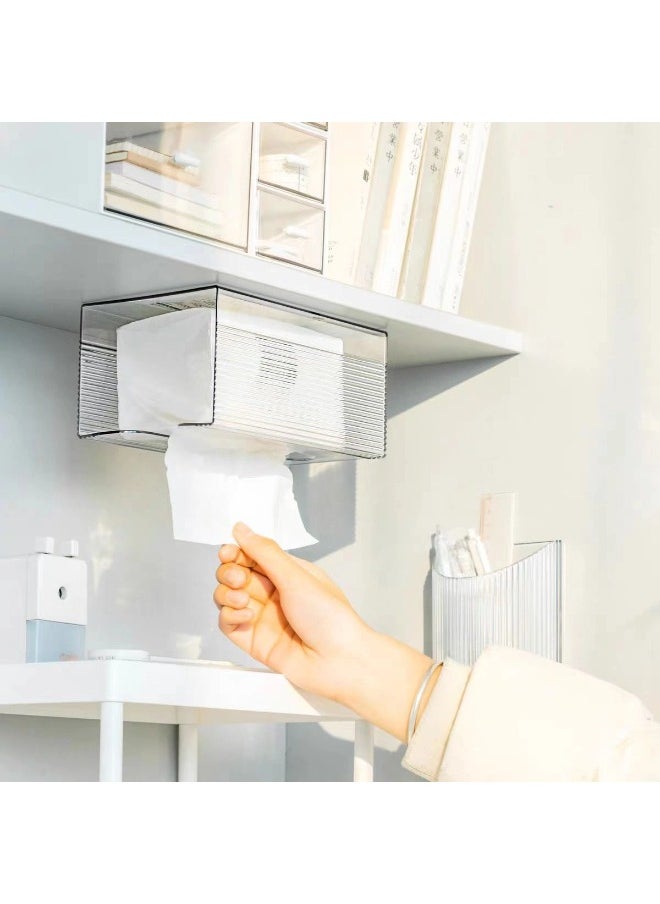 ShebSheb Wall Mounted Tissue Box Holder,Clear Paper Organizer Dispenser,Large Tissue Storage Box for Kitchen,Bathroom,Home, Office  - Image 3