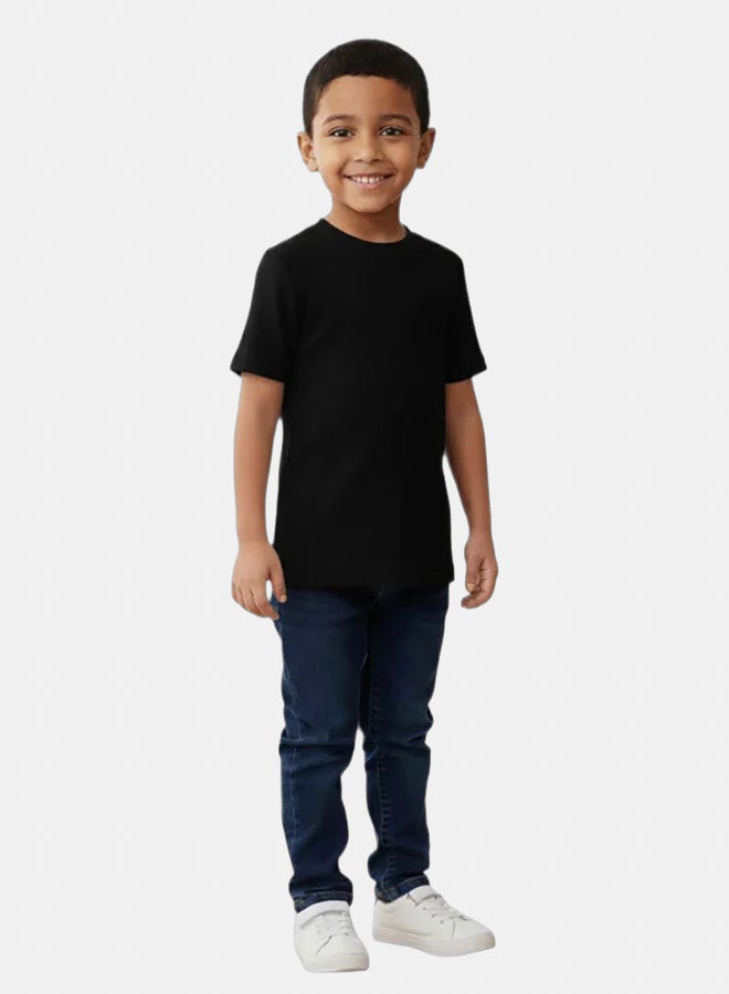 Our kids Pack of 2 – Kids Unisex Ribbed Short-Sleeved Thermal Top Black - Image 3
