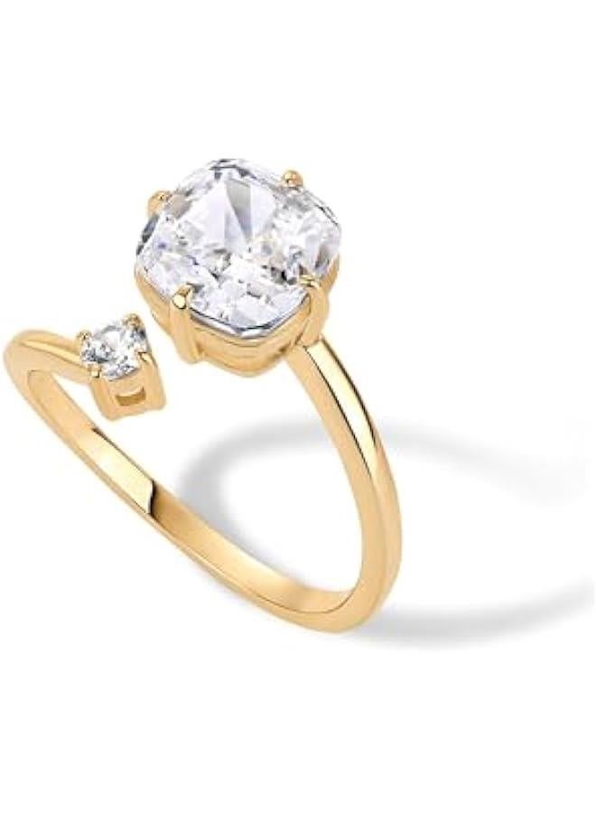 PAVOI 14K Yellow Plated Toi Et Moi 3CT Cushion Cut Cubic Zirconia Stone Wraparound Engagement Promise Ring for Women - Statement Ring - Image 3