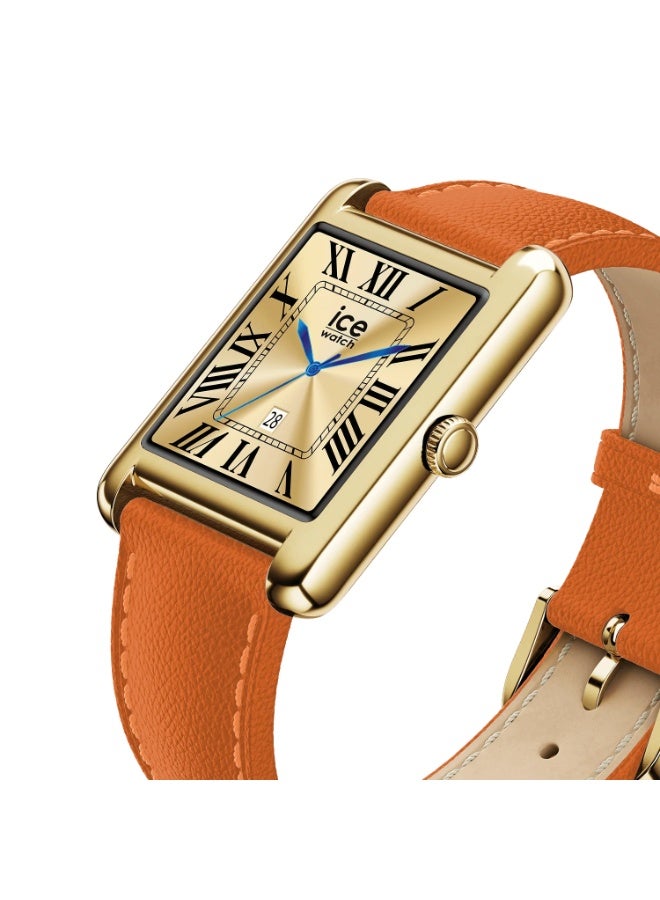 Ice Watch Ice-Watch 025620 ICE Rectangular Gold Tone Watch with Orange Strap - Image 3