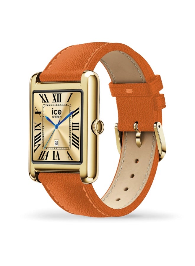 Ice Watch Ice-Watch 025620 ICE Rectangular Gold Tone Watch with Orange Strap - Image 2