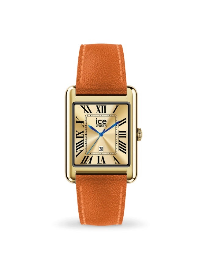 Ice Watch Ice-Watch 025620 ICE Rectangular Gold Tone Watch with Orange Strap - Image 1
