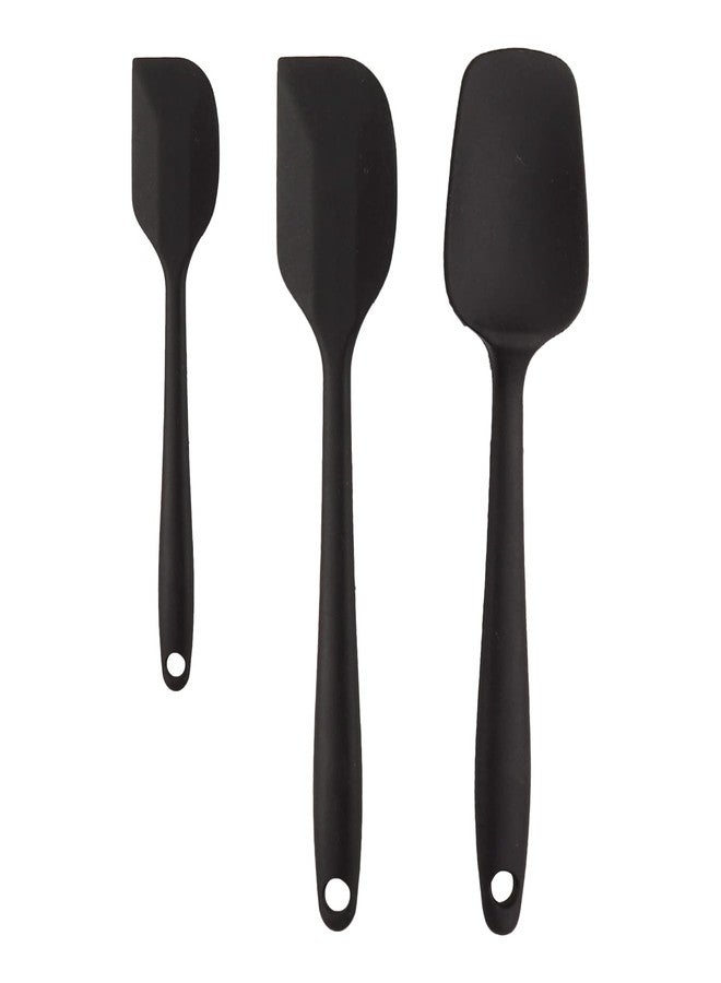 Frenchware Non-Stick Silicone Spatulas (Set of 3, Black) for Cooking & Baking, Heat-Resistant up to 230°C, Food-Grade & BPA-Free, Dishwasher Safe, FDA Approved - Image 1