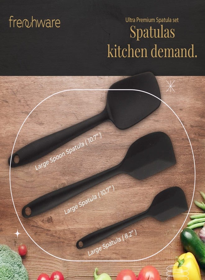 Frenchware Non-Stick Silicone Spatulas (Set of 3, Black) for Cooking & Baking, Heat-Resistant up to 230°C, Food-Grade & BPA-Free, Dishwasher Safe, FDA Approved - Image 5